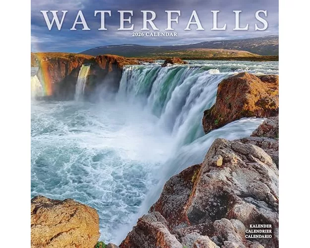 Waterfalls Calendar 2026 Square Scenic Wall Calendar - 16 Month