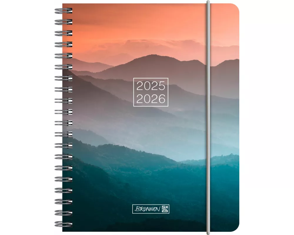 BRUNNEN Schülerkalender (2025/2026) "Misty Sunset", 2 Seiten = 1 Woche, A6, 208 Seiten, PP-Umschlag, mehrfarbig