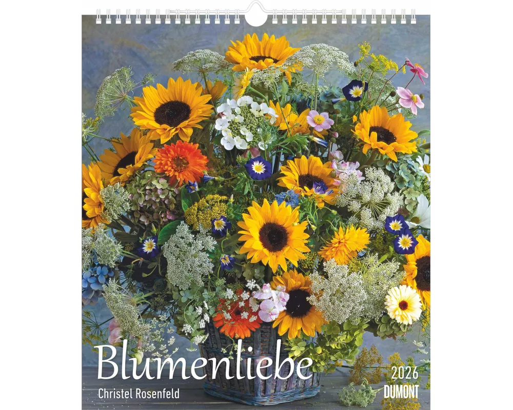 DUMONT Blumenliebe 2026 – Wandkalender 30 x 34 cm, Blumenkalender mit 12 farbenfrohen Fotomotiven für Blumenfreunde