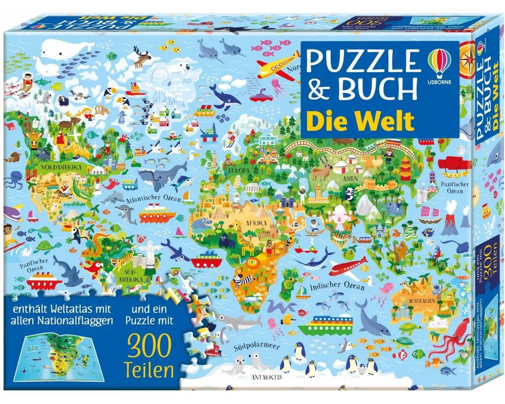 Puzzle und Buch: Die Welt