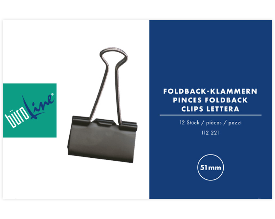 BÜROLINE Foldback-Klammer 51mm 112221 schwarz