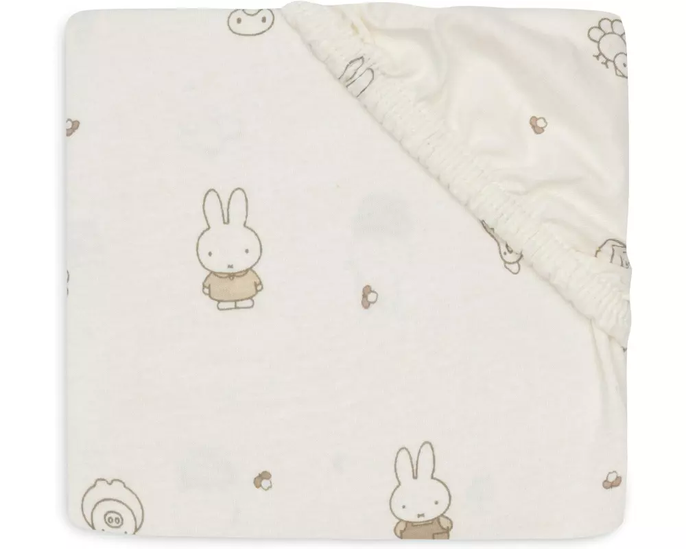 Jollein Jersey – Miffy Family Farm 90 x 50 cm 90 cm, Hellbeige/Weiss