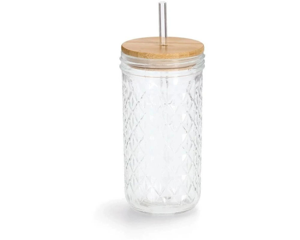 Zeller Present Trinkglas Struktur 580 ml, 1 Stück, Transparent/Braun