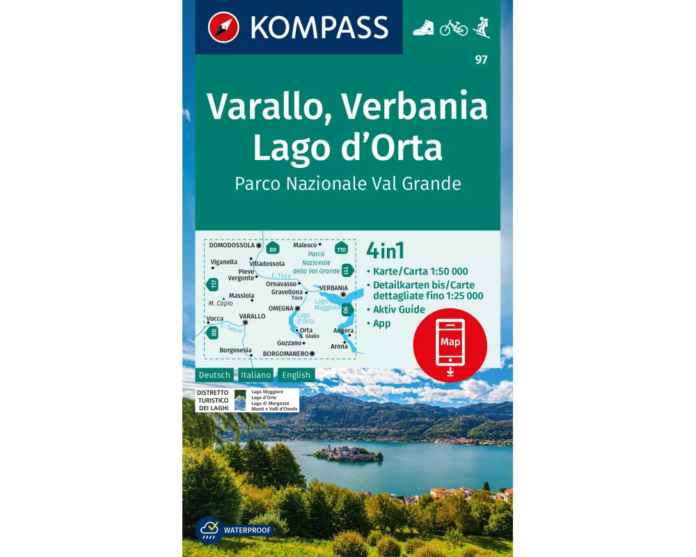 KOMPASS Wanderkarte 97 Varallo, Verbania, Lago d'Orta, Parco Nazionale Val Grande 1:50.000