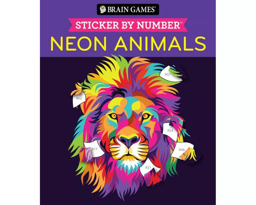 Brain Games - Sticker by Number: Neon Animals (28 Images to Sticker)