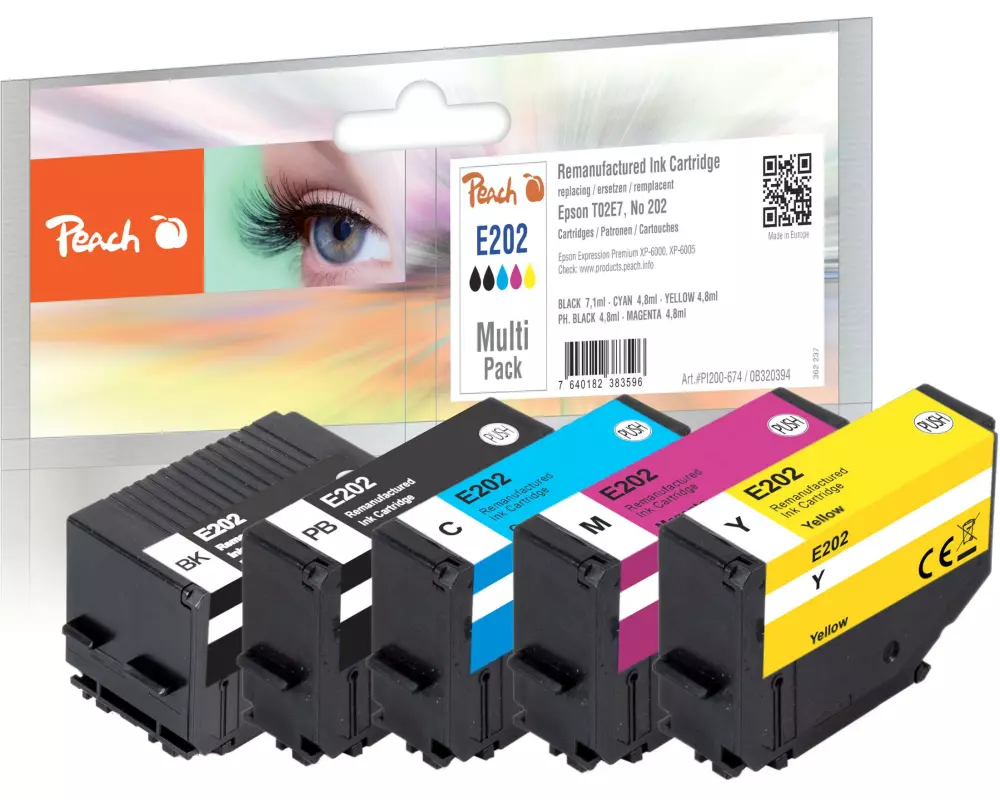 Peach Tinte Epson Nr. 202 BK, PHBK, C, M, Y