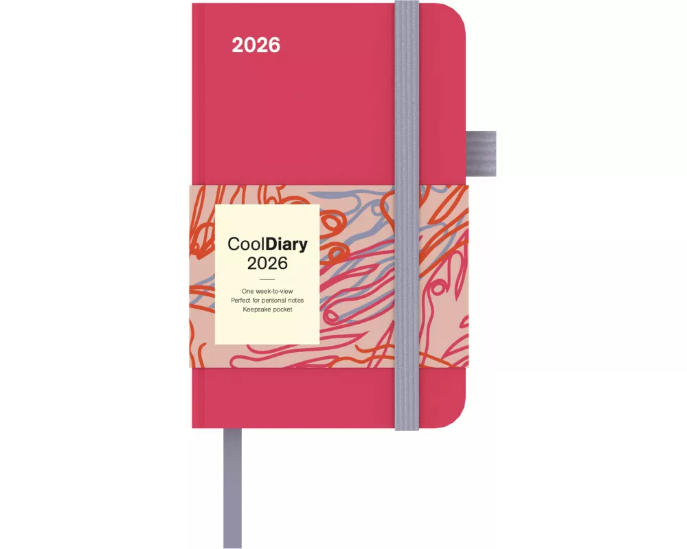 N Neumann - Sunset Coral Kalender 2026 – Buchkalender 9×14 cm mit Wochenübersicht, elastischem Verschlussband, Stifthalter & Tasche, kompakter Taschen