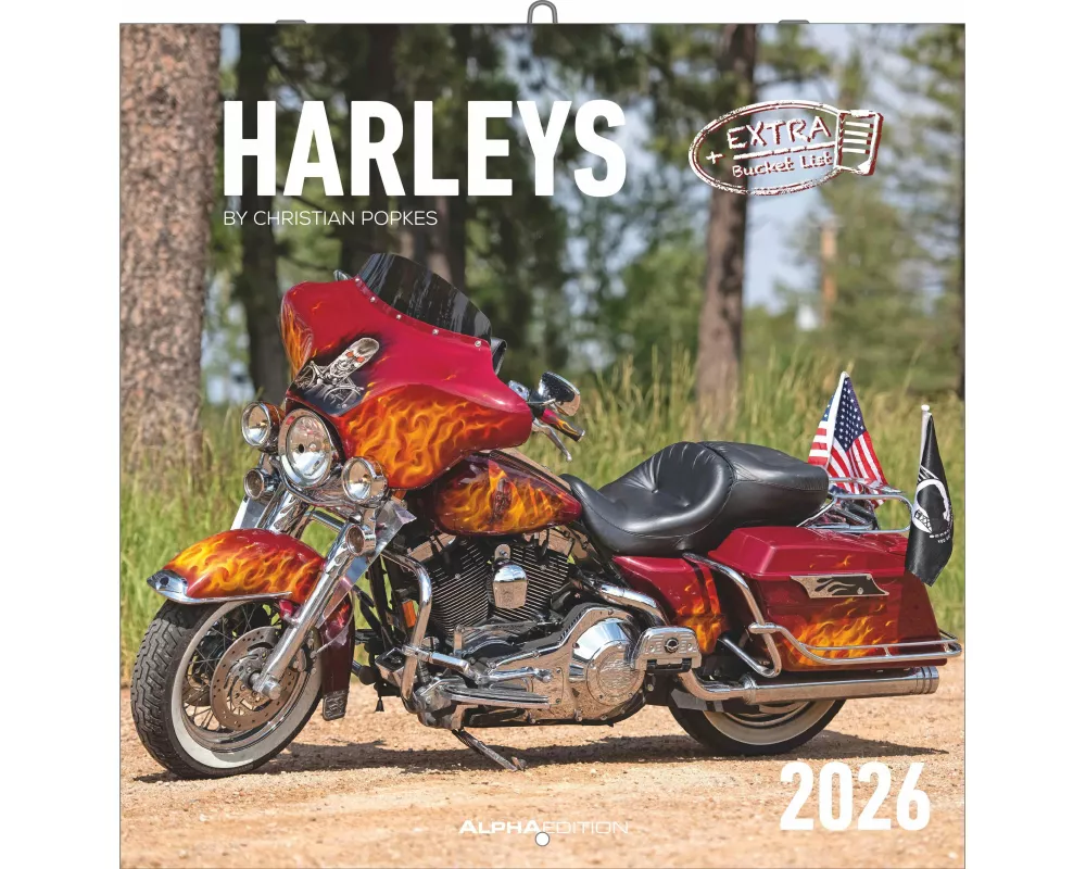 Alpha Edition - Harleys Kalender 2026 – Wandkalender 30x30 cm – Für Harley-Davidson Fans – 12 Fotografien von Christian Popkes, viel Platz für Notizen