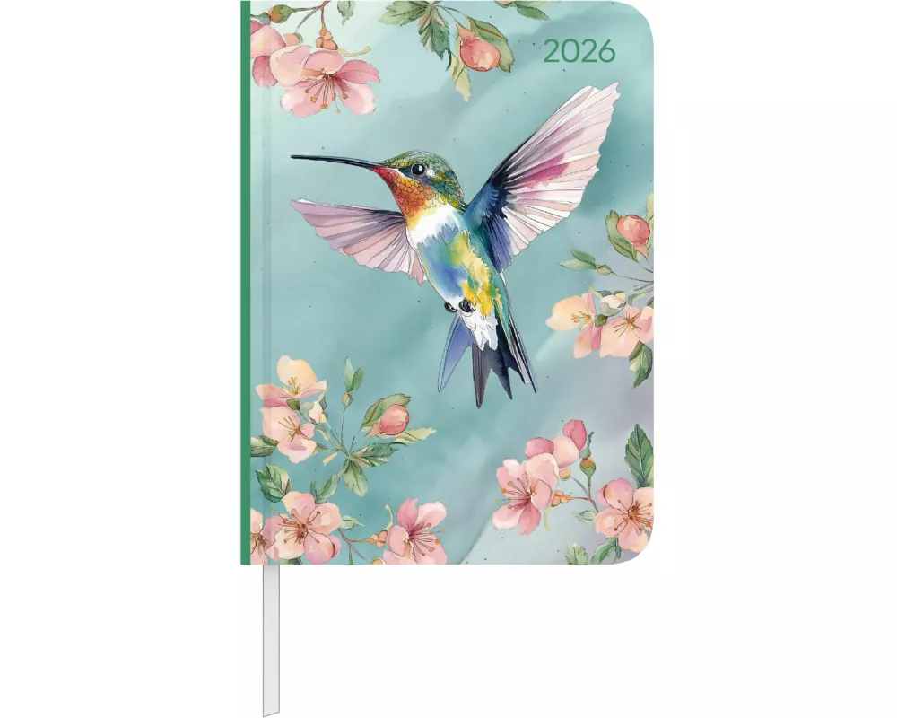 Alpha Edition - Daily Journal Hummingbird 2026 – Taschenkalender 15x11 cm mit 352 Seiten & Tagesansicht, 4-sprachigem Kalendarium, eleganter Kolibri-P