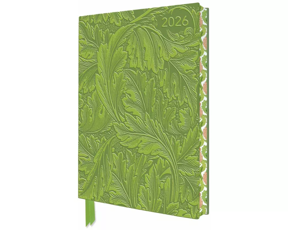 William Morris: Acanthus 2026 Artisan Art Vegan Leather Diary Planner - Page to View with Notes