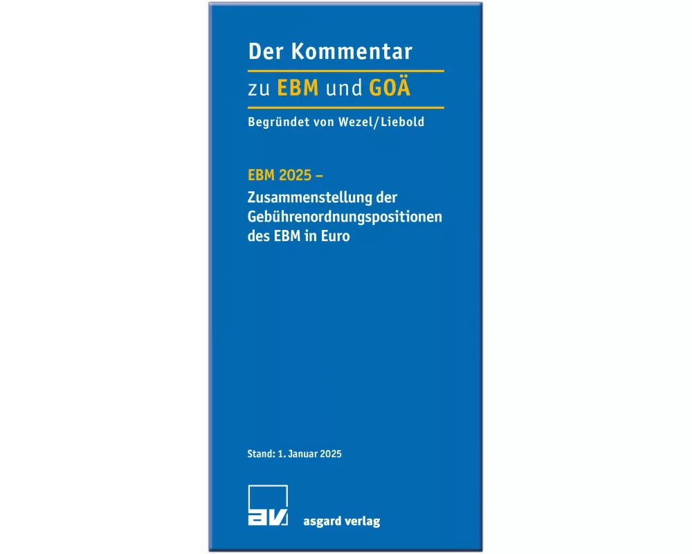 EBM 2025 - Zusammenstellung der Gebührenordnungspositionen des EBM in Euro