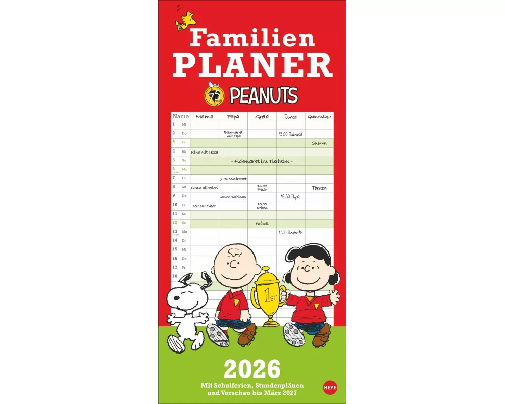 Peanuts Familienplaner 2026