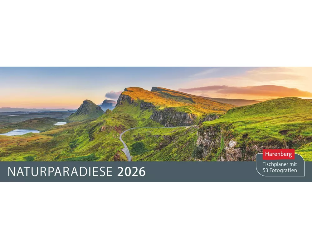 Naturparadiese Premium-Tischplaner 2026 - Wochenkalender mit 53 Fotografien