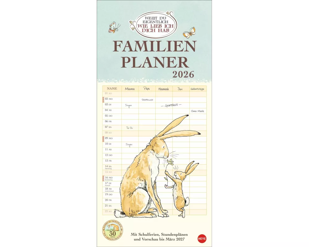 Weißt du eigentlich, wie lieb ich dich hab? Familienplaner 2026