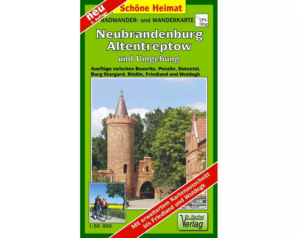 Radwander- und Wanderkarte Neubrandenburg, Altentreptow und Umgebung