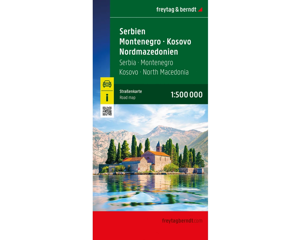 Serbien - Montenegro - Kosovo - Nordmazedonien, Straßenkarte 1:500.000, freytag & berndt