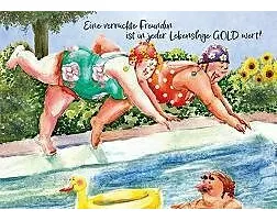 Postkarte / Eine verrückte Freundin (2 Frauen im Sch / quer