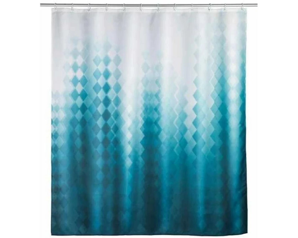 Wenko Duschvorhang Tullin 180 x 200 cm, Weiss/Dunkeltürkis