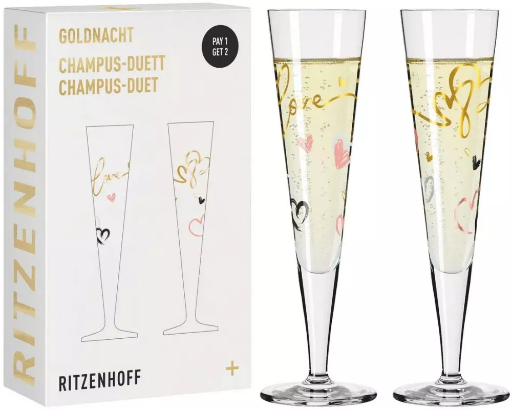 Ritzenhoff Champagnerglas Goldnacht F23 205 ml, 2 Stück