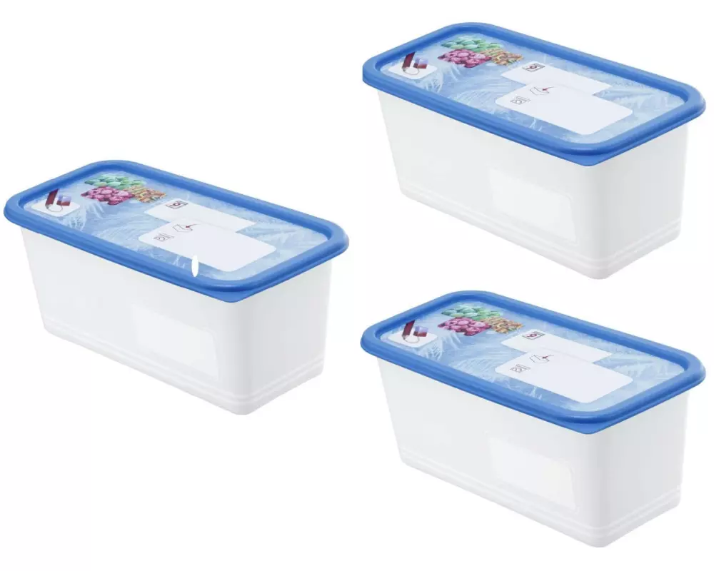 Rotho Vorratsbehälter Domino Dekor 3 Stück, 1.5 l, Transparent