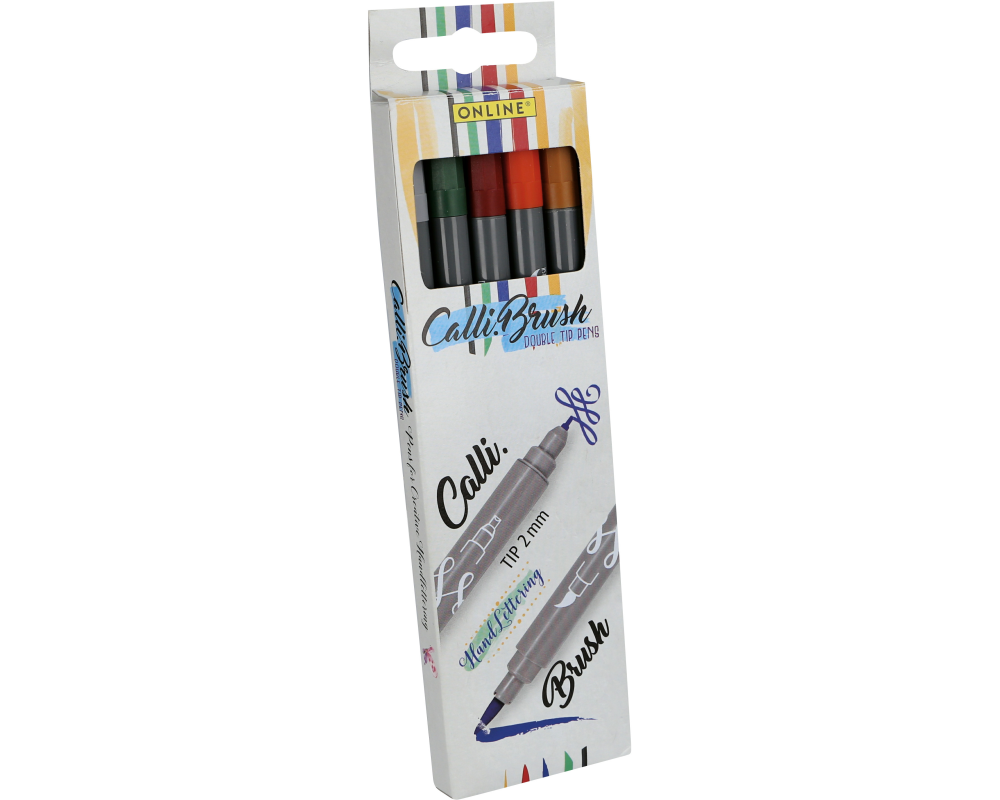 ONLINE Calli Brush Pens Nature 19133 5 Farben Double Tip, 2mm