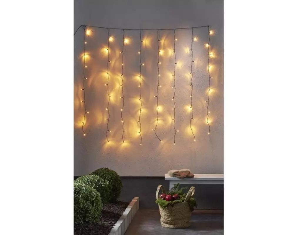 Star Trading LED-Lichtervorhang Golden, 80 LEDs, 130 cm