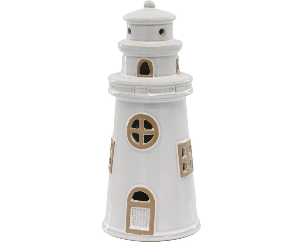 Chic Antique Aufsteller Leuchtturm mit LED 22 cm, Crème