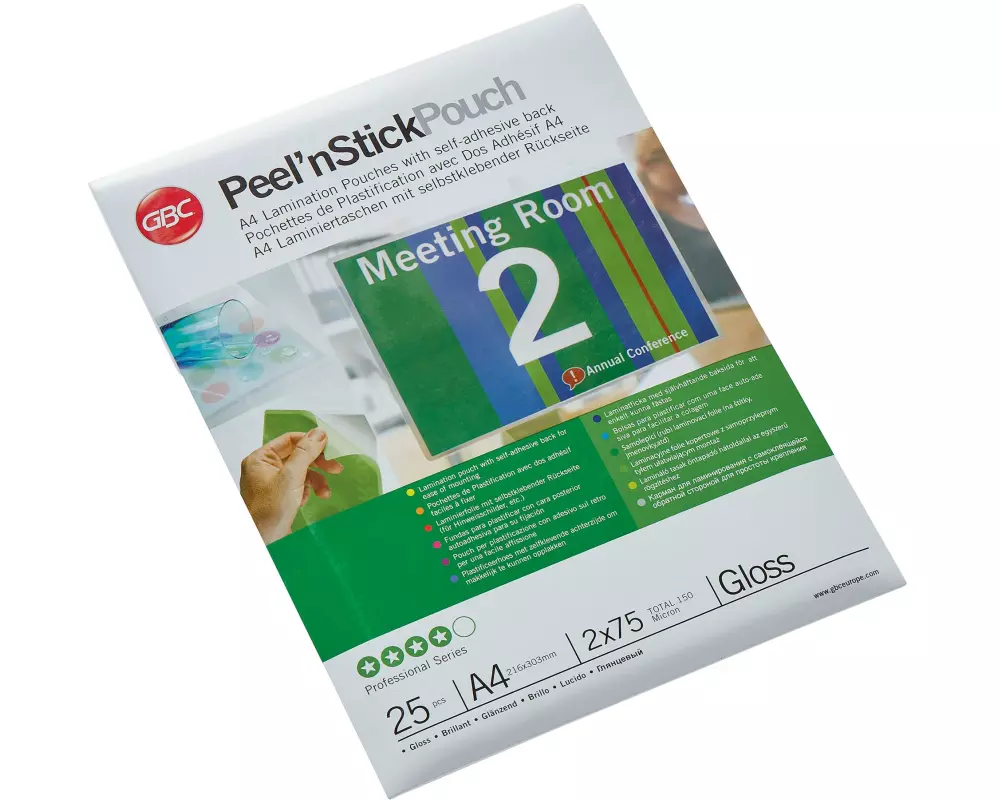 GBC Laminierfolie A4, 75 µm, 1 Stück, Glänzend; Selbstklebend