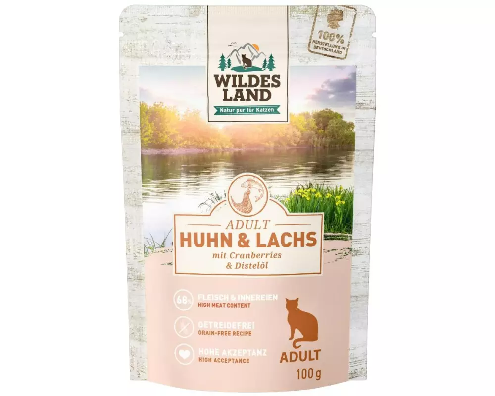 Wildes Land Nassfutter Adult Huhn und Lachs 100 g