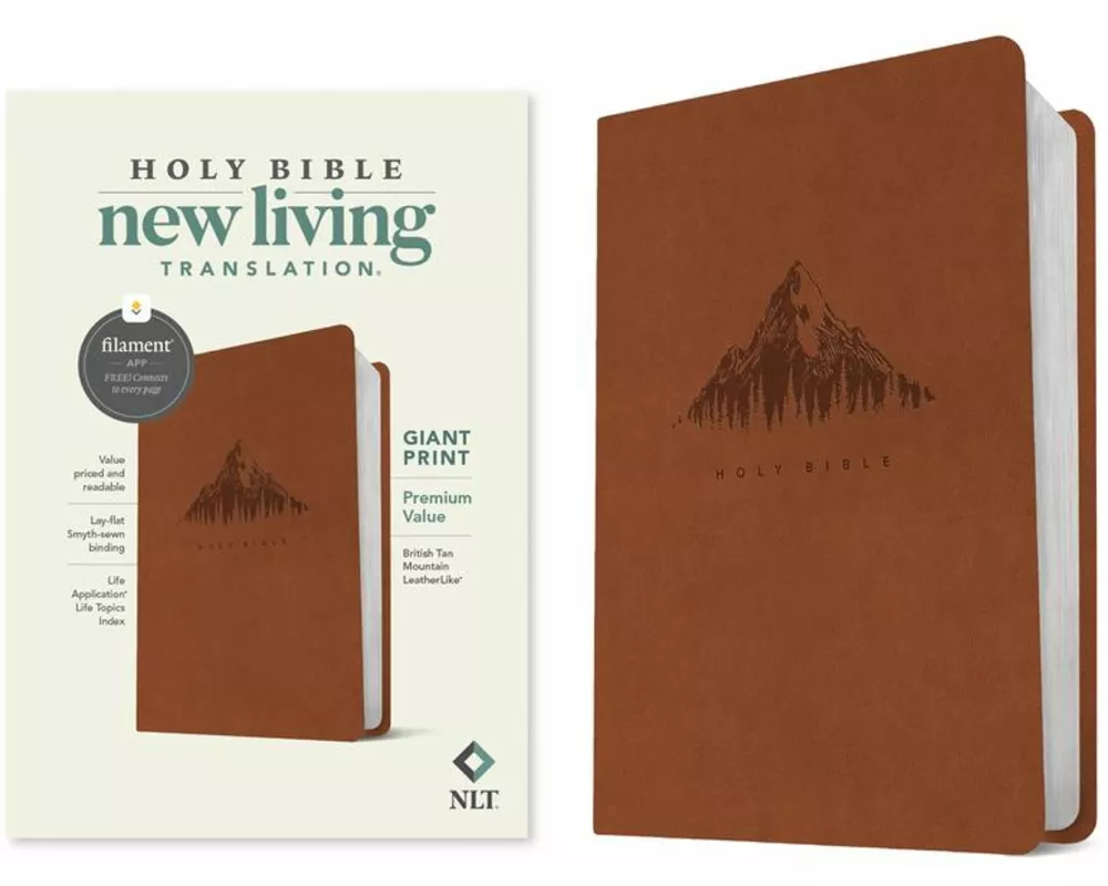 NLT Giant Print Premium Value Bible, Filament Enabled (Leatherlike, British Tan Mountain)