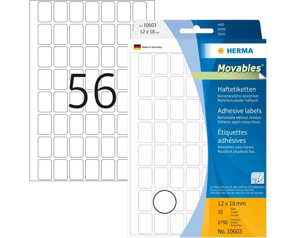 HERMA Vielzweck-Etiketten 12 x 18 mm, 24 Blatt