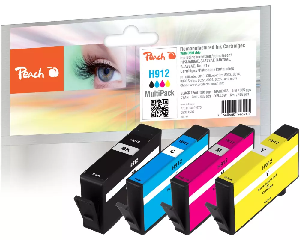 Peach Tinte HP No. 912 Multi-Pack Black/Cyan/Magenta/Yellow