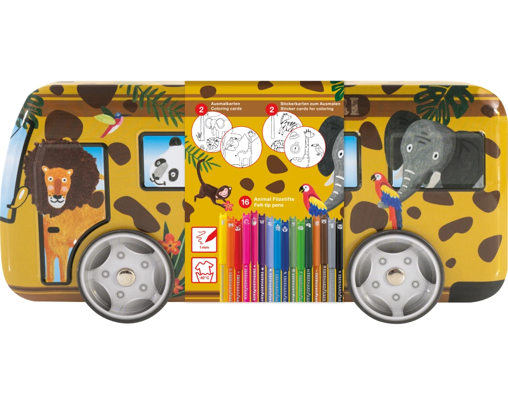 EBERHARD FABER Fasermalerset 1mm 551113 Metallbus Safari
