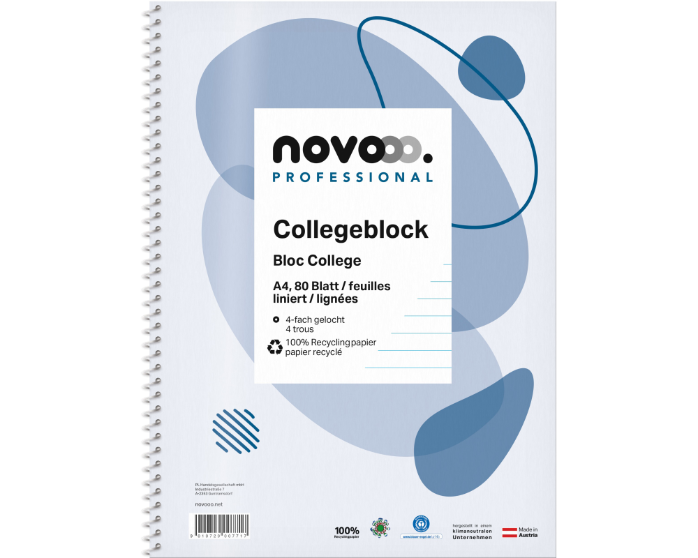 NOVOOO Collegeblock A4 535021010 liniert 80 Blatt