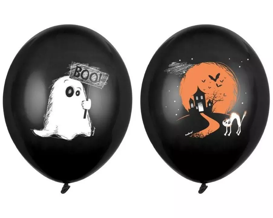Partydeco Ballons Gespenst 30 cm, 50 Stk. Schwarz
