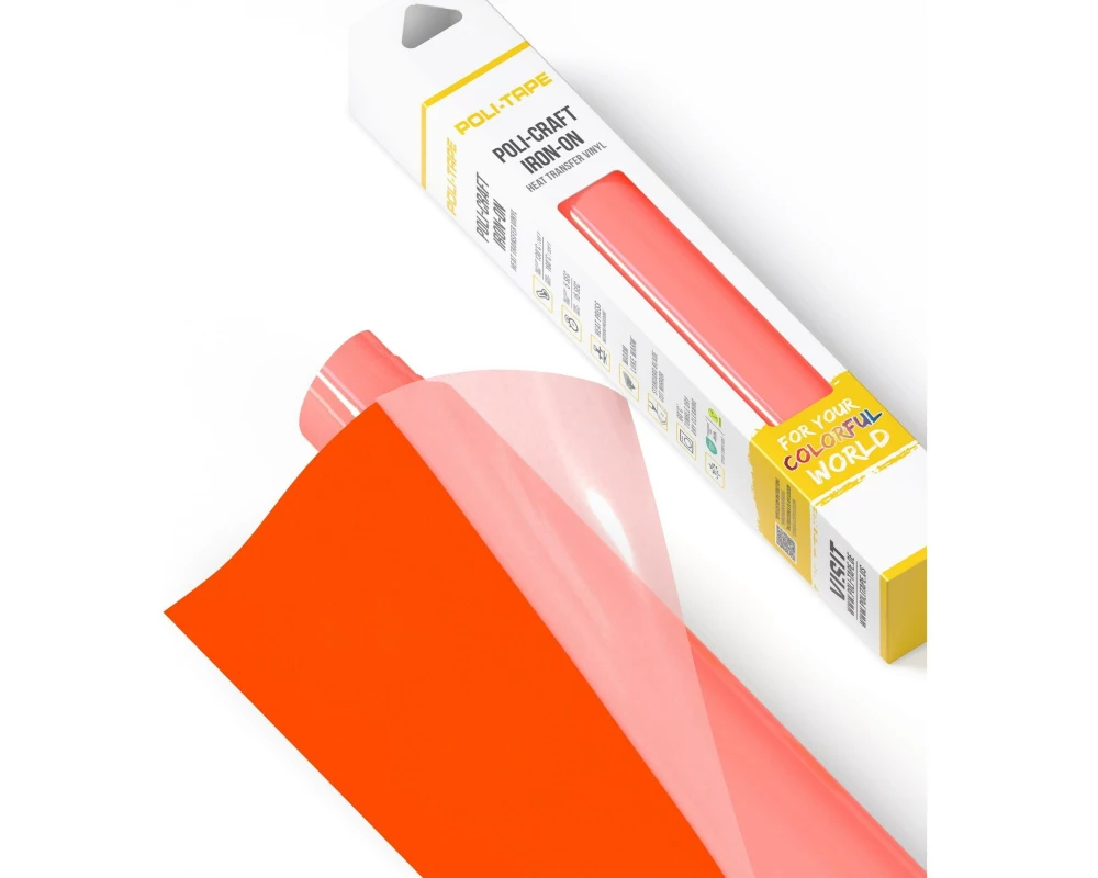 Poli-Tape Aufbügelfolie Tubitherm Flock, 30.5 x 61 cm, Neon Orange