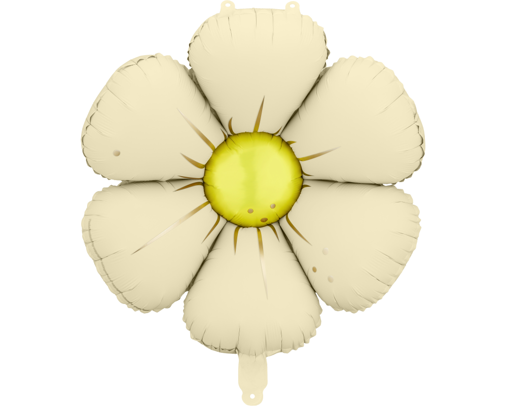PARTYDECO Folienballon 45cm FBZ5-079 Gänseblümchen, creme 4 Stk.