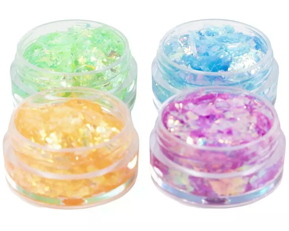 Creativ Company Modelliermasse Glitter Clay 4 x 5 ml, Mehrfarbig/Irisierend