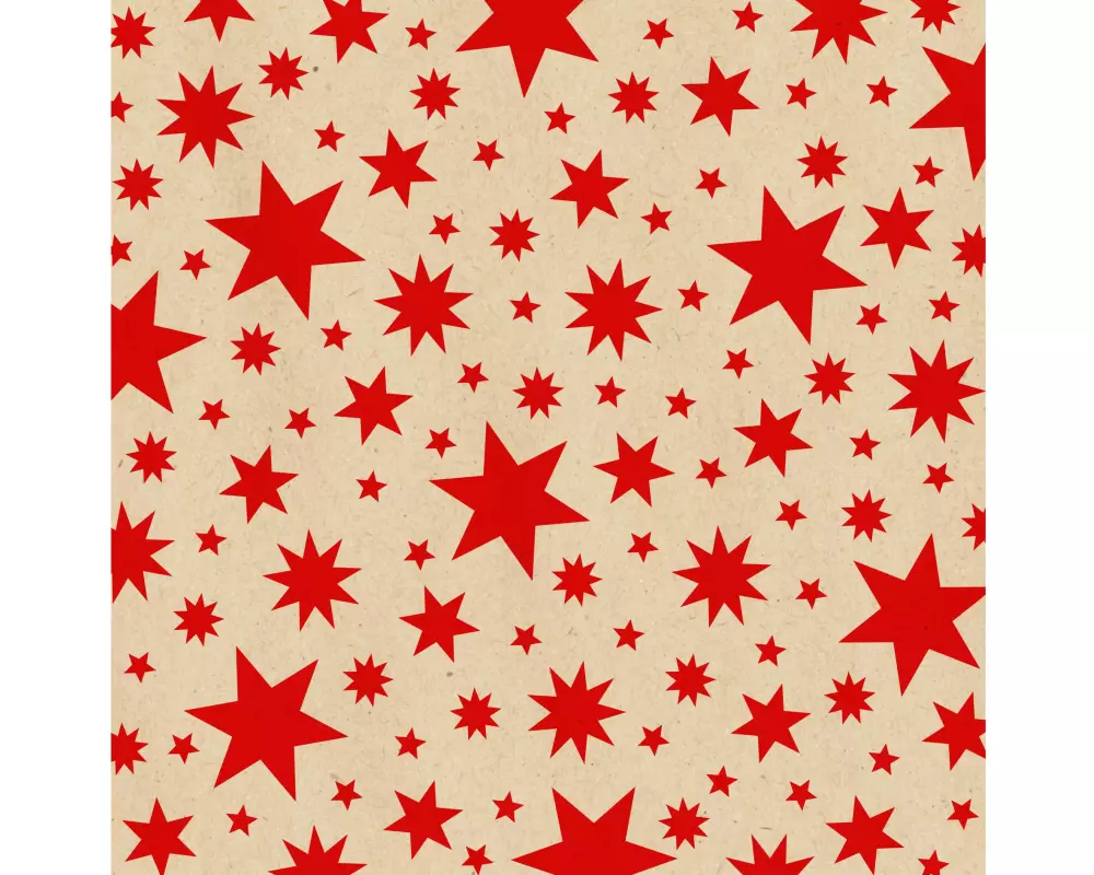 Braun + Company Weihnachtsservietten Stars Natur Rot 33 cm x 33 cm, 20 Stück