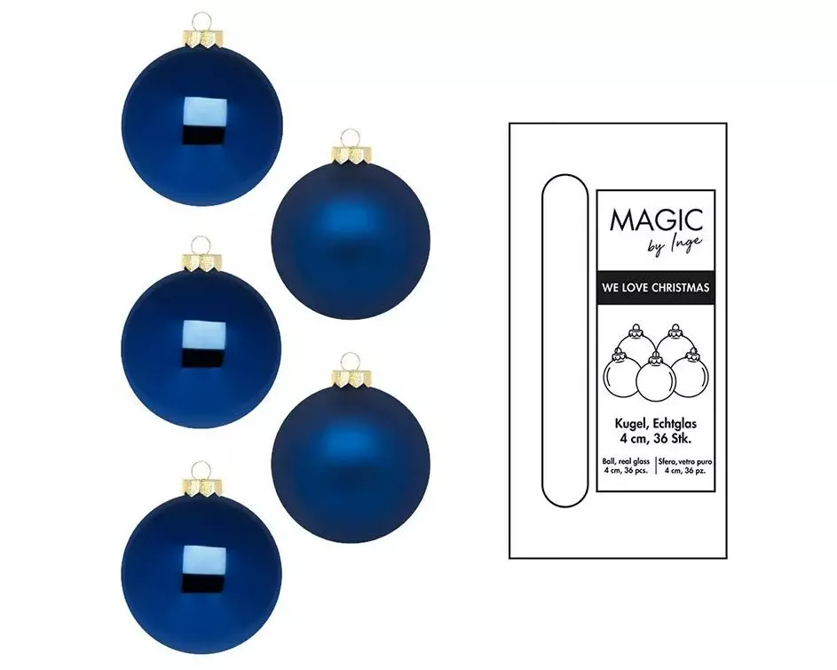 INGES CHRISTMAS DECOR Weihnachtskugel Midnight Blue Ø 4 cm 36 Stück