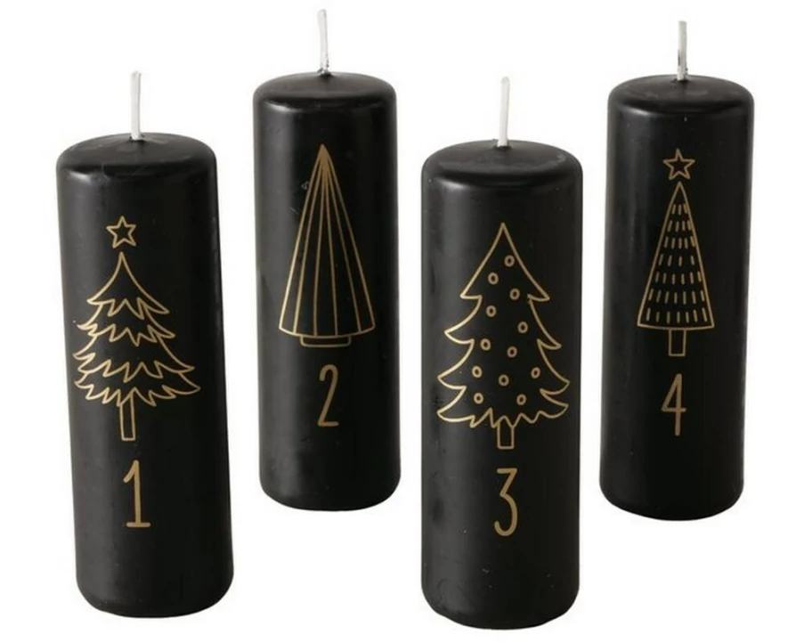 Boltze Weihnachtskerze Advent Gold/Schwarz