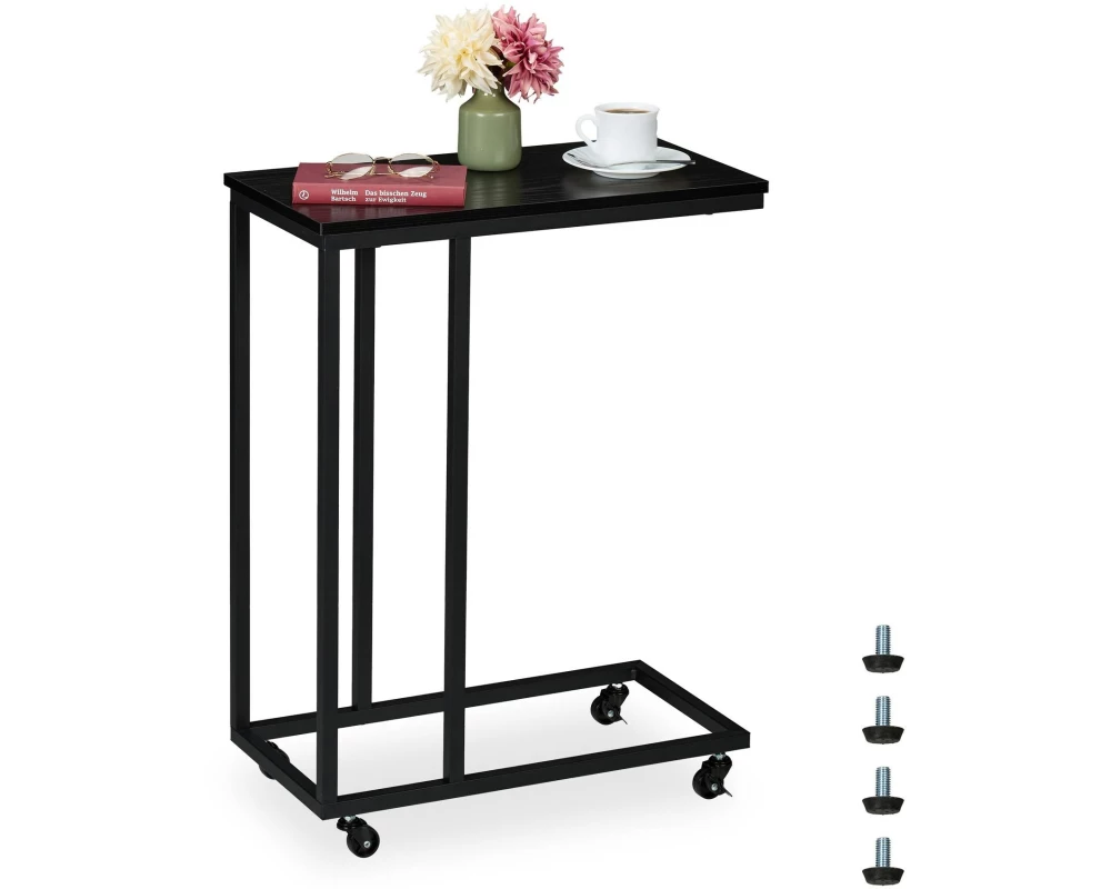 relaxdays Beistelltisch 60 x 79 cm, Schwarz