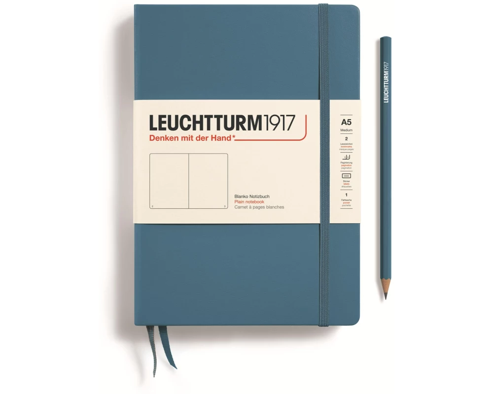 Leuchtturm Notizbuch Medium A5, Blanko, Blau
