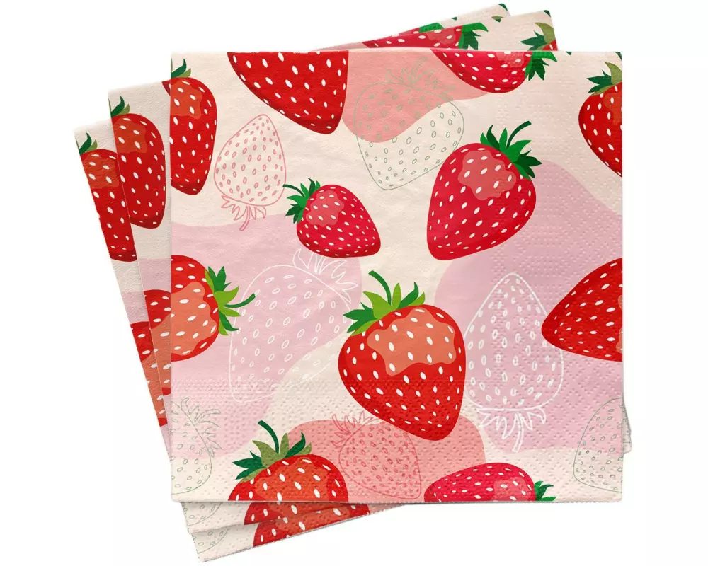 Chic Mic Cocktailservietten Strawberries 33 cm x 33 cm, 1 Stück