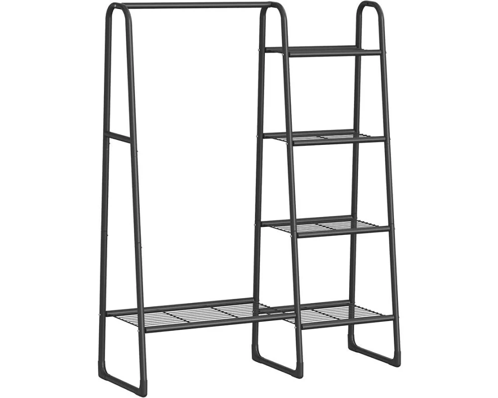 Songmics Garderobenständer mit Kleiderstange und 5 Ablagen Schwarz