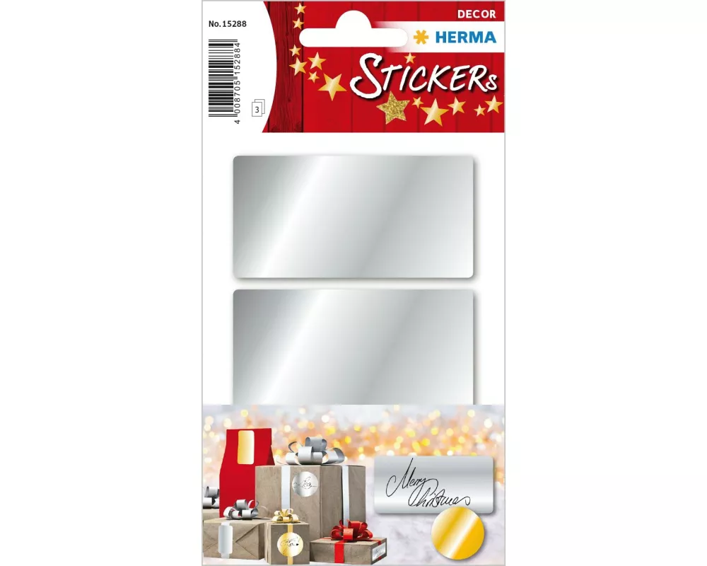 Herma Stickers Weihnachtssticker 3.4 x 6.7 cm 3 Blatt à 3 Sticker, Silber