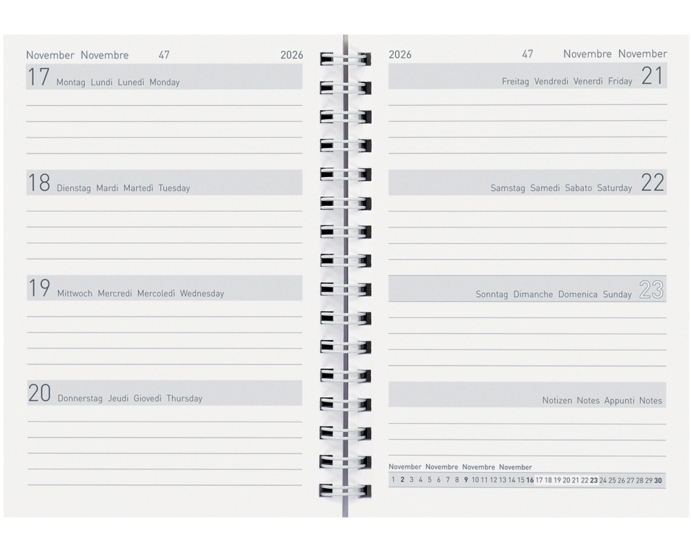 BIELLA TA Memento Wire-O 2026 858678000026U 1W/2S Ersatz ML 10.1x14.2cm