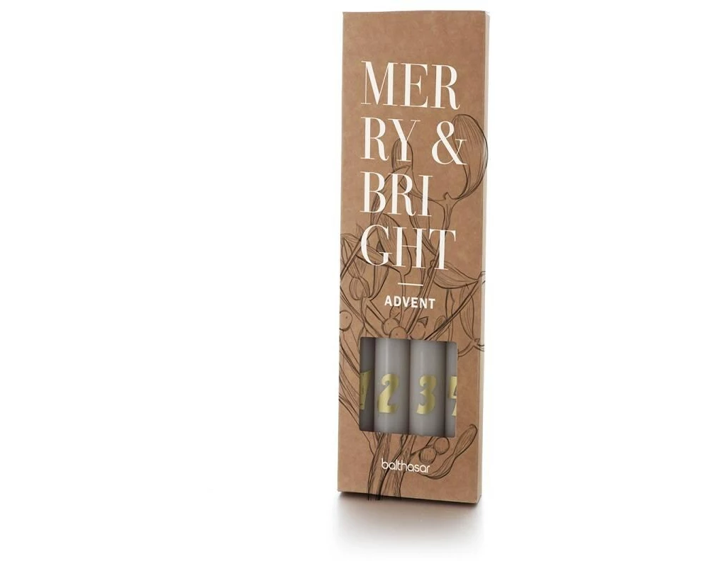 balthasar Weihnachtskerze Advent Grau