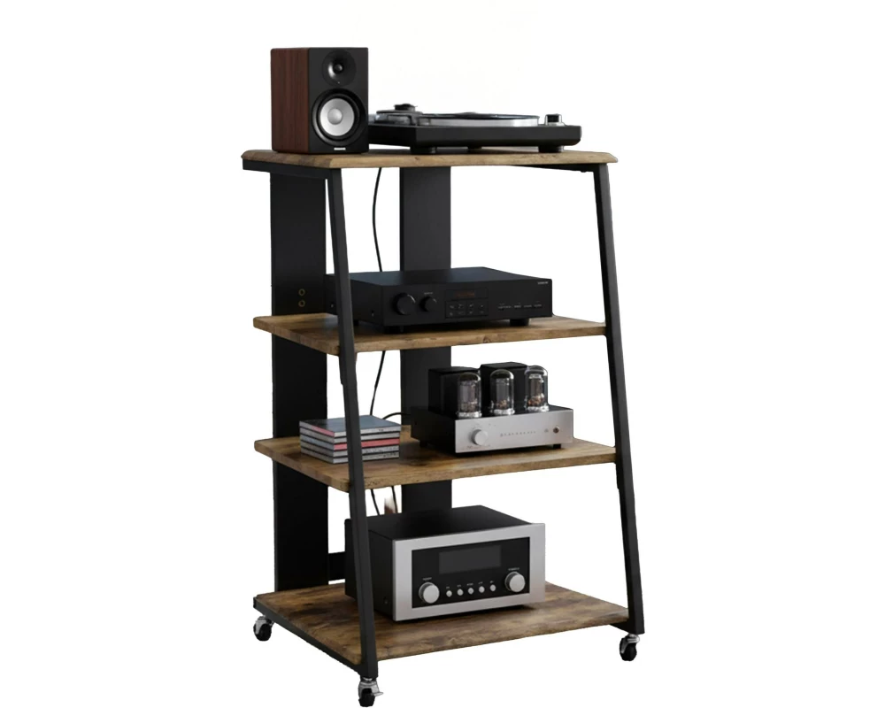 relaxdays TV-Möbel Hifi-Regal 78 x 61 x 52 cm Braun/Schwarz