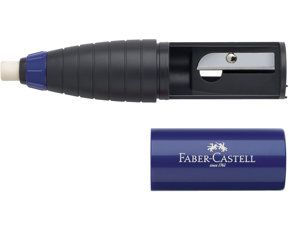 FABER-CASTELL Radierer-Spitzer Kombi 184401 rot/blau, ass.